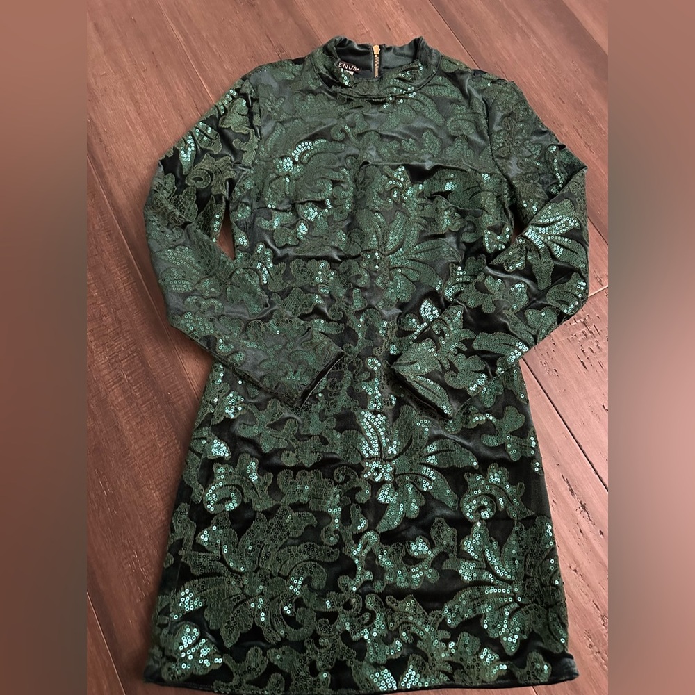 Green sequin short dress